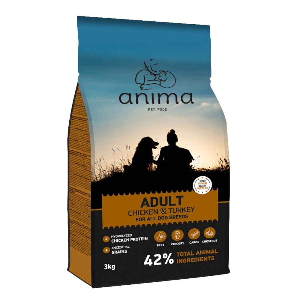 ANIMA ADULT CHICKEN & TURKEY Για ενήλικους σκύλους όλων των φυλών με κοτόπουλο και γαλοπούλα 3kg